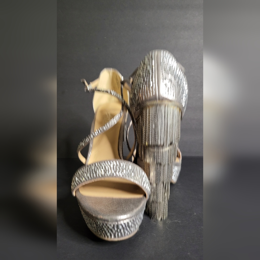 Silver embellished heels with fringe - Picture 4 of 16